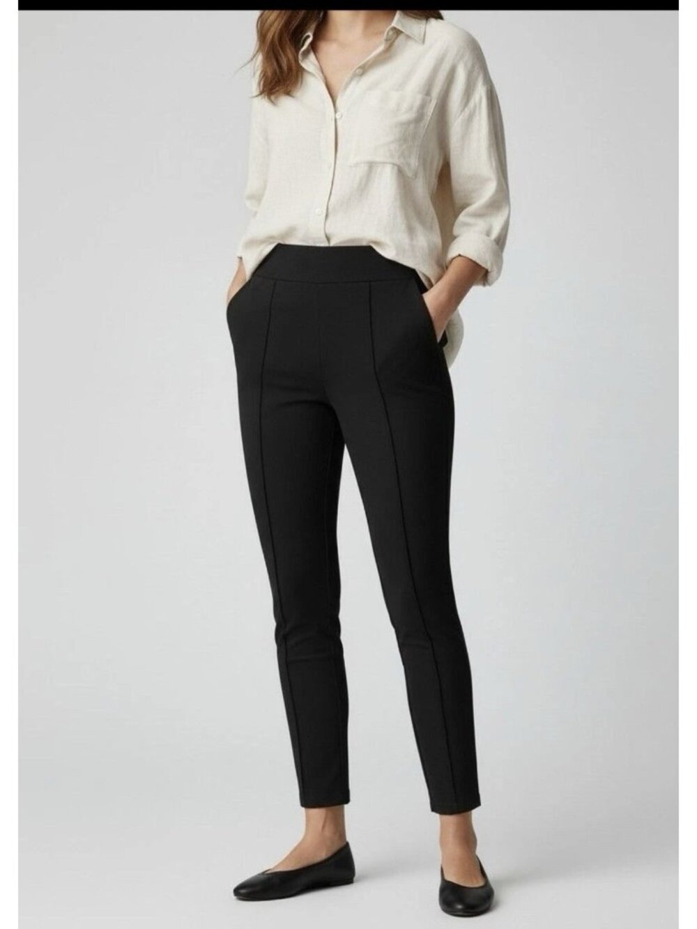 Kendall and Kylie Black Tapered Pants Solid Flat Front Women Medium Pull On